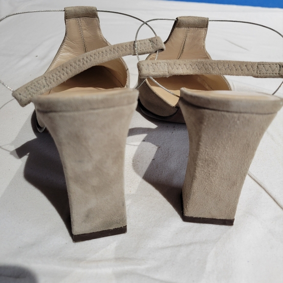 Taupe Beige Suede Wire Ankle Straps. SIZE 4 - Picture 3 of 7